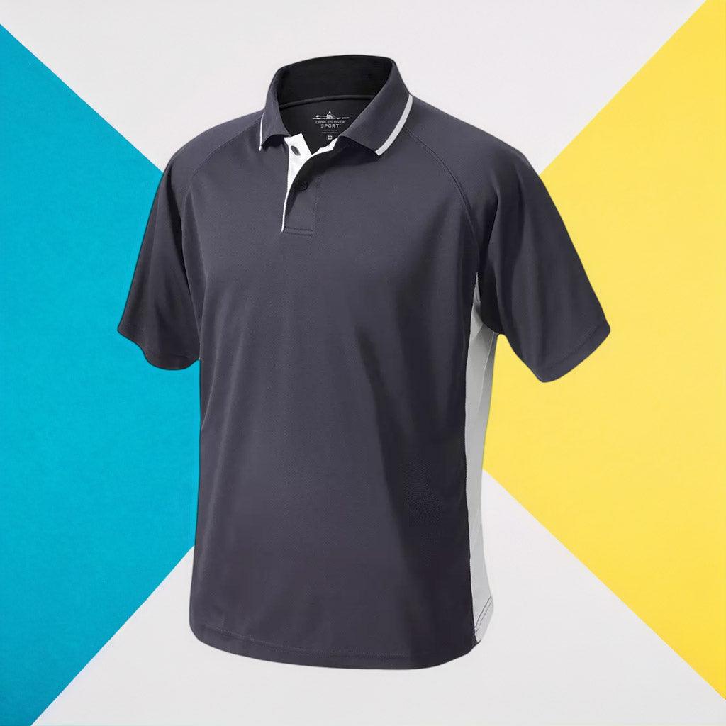 Men's Color Blocked Wicking Polo Slate/White - Gifts & Values