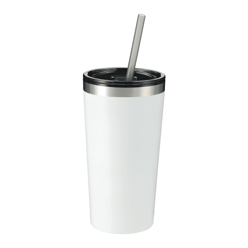 16 oz Durable Double-Wall Tumbler with Straw