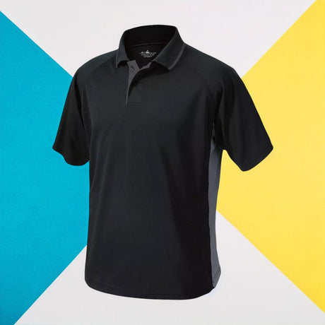 Men's Color Blocked Wicking Polo Black/Slate - Gifts & Values