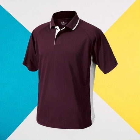 Men's Color Blocked Wicking Polo Maroon/White - Gifts & Values