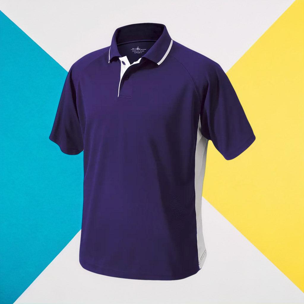 Men's Color Blocked Wicking Polo Purple/White - Gifts & Values