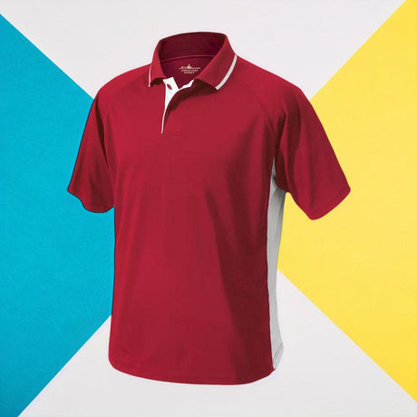 Men's Color Blocked Wicking Polo Red/White - Gifts & Values