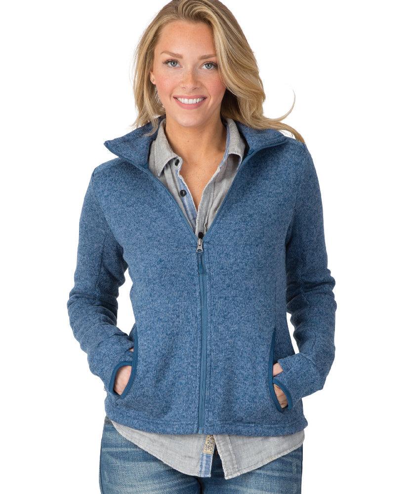 Women's Heathered Fleece Jacket Blue - Gifts & Values