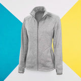 Women's Heathered Fleece Jacket Light Grey - Gifts & Values