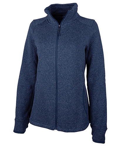 Women's Heathered Fleece Jacket Navy - Gifts & Values