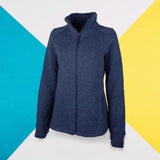 Women's Heathered Fleece Jacket Navy - Gifts & Values